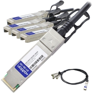 Picture of AddOn Juniper Networks QFX-QSFP-DACBO-3M Compatible TAA Compliant 40GBase-CU QSFP+ to 4xSFP+ Direct Attach Cable (Passive Twinax, 3m)