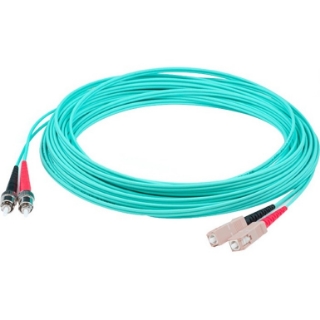 Picture of AddOn 15m SC (Male) to ST (Male) Straight Aqua OM4 Duplex Plenum Fiber Patch Cable