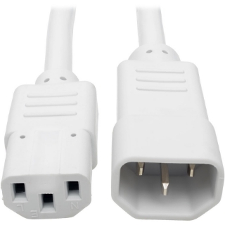 Picture of Tripp Lite 3ft Computer Power Extension Cord 10A 18 AWG C14 to C13 White 3'