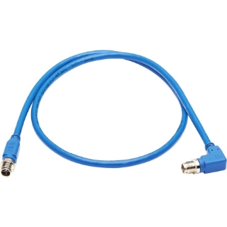 Picture of Tripp Lite NM12-6A3-01M-BL M12 X-Code Cat6a 10G Ethernet Cable, M/M, Blue, 1 m (3.3 ft.)