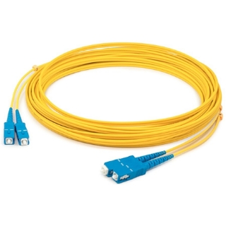 Picture of AddOn 23m SC (Male) to SC (Male) Straight Yellow OS2 Duplex LSZH Fiber Patch Cable