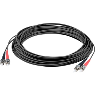 Picture of AddOn 10m ST (Male) to ST (Male) Black OM3 Duplex Plenum-Rated Fiber Patch Cable