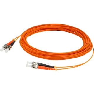 Picture of AddOn 20m ST (Male) to ST (Male) Orange OM3 Duplex Plenum-Rated Fiber Patch Cable