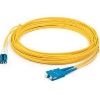 Picture of AddOn 100ft SC (Male) to LC (Male) Yellow OS2 Duplex Fiber OFNR (Riser-Rated) Patch Cable