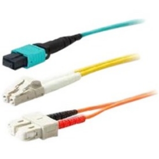 Picture of AddOn 10m LC (Male) to SC (Male) Aqua OM4 Duplex Fiber OFNR (Riser-Rated) TAA Compliant Patch Cable