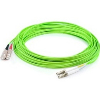 Picture of AddOn 9m LC (Male) to SC (Male) Straight Lime Green OM5 Duplex Fiber OFNR (Riser-Rated) Patch Cable