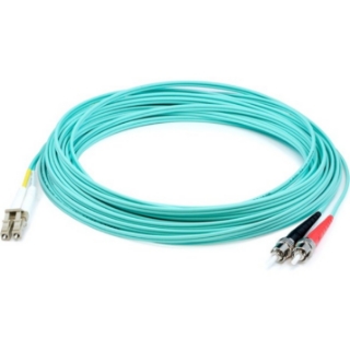 Picture of AddOn 30m LC (Male) to ST (Male) Straight Aqua OM4 Duplex LSZH Fiber Patch Cable