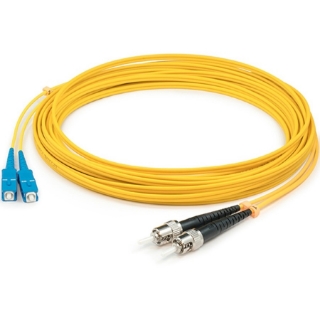 Picture of AddOn 20m SC (Male) to ST (Male) Yellow OS2 Duplex Fiber OFNR (Riser-Rated) Patch Cable