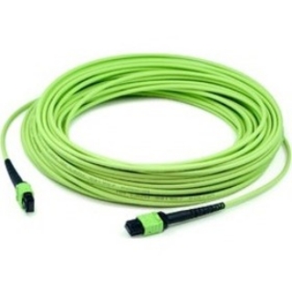 Picture of AddOn 20m MPO-16 (Female) to MPO-16 (Female) 12-Strand Lime Green OM5 Crossover Fiber OFNR (Riser-Rated) Patch Cable