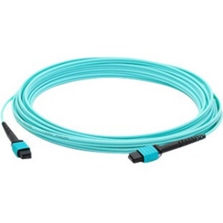 Picture of AddOn 15m MPO (Female) to MPO (Female) 12-Strand Aqua OM4 Crossover Fiber OFNR (Riser-Rated) Patch Cable