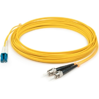 Picture of AddOn 10m LC (Male) to ST (Male) Yellow OS2 Duplex Fiber OFNR (Riser-Rated) Patch Cable