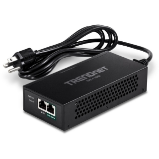 Picture of TRENDnet Gigabit PoE++ Injector, Convert A Non-PoE Port to A PoE++ Gigabit Port, PoE (15.4W), PoE+ (30W), Or PoE++ (95W), Up to 100m (328 ft), Integrated Power Supply, Black, TPE-119GI