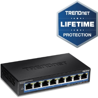 Picture of TRENDnet 8-Port Gigabit EdgeSmart Switch, 8 x Gigabit Ports, 16Gbps Switch Capacity, Ethernet Network Desktop Switch, Managed Gigabit Switch, Metal, Fanless, Lifetime Protection, Black, TEG-S80ES