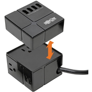 Picture of Tripp Lite Surge Protector Power Cube 3-Outlet 6 USB-A 7.2A 6ft Cord Black