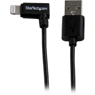 Picture of StarTech.com 2m (6ft) Angled Black Apple 8-pin Lightning Connector to USB Cable for iPhone / iPod / iPad