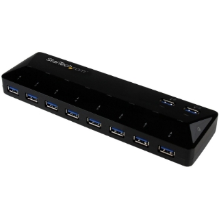 Picture of StarTech.com 10-Port USB 3.0 Hub with Charge and Sync Ports - 2 x 1.5A Ports - Desktop USB Hub and Fast-Charging Station