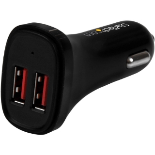 Picture of StarTech.com Dual Port USB Car Charger - Black - High Power 24W/4.8A - 2 port USB Car Charger - Charge two tablets at once