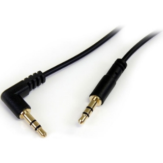 Picture of StarTech.com 3 ft Slim 3.5mm to Right Angle Stereo Audio Cable - M/M