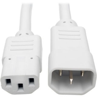 Picture of Tripp Lite 2ft Computer Power Extension Cord 10A 18 AWG C14 to C13 White 2'