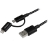 Picture of StarTech.com 1m (3 ft) Black Apple 8-pin Lightning Connector or Micro USB to USB Combo Cable for iPhone / iPod / iPad