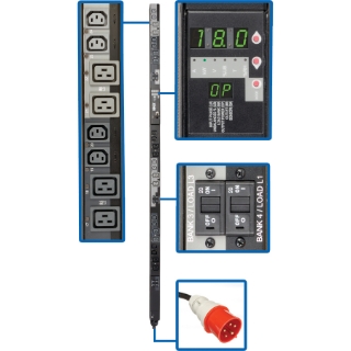 Picture of Tripp Lite PDU 3-Phase Switched 240V 17.3kW 12 C13; 12 C19 IEC309 30A Red 0URM