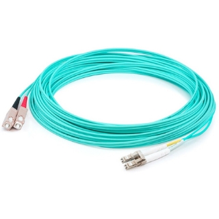 Picture of AddOn 29m LC (Male) to SC (Male) Straight Aqua OM4 Duplex LSZH Fiber Patch Cable