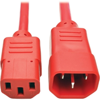 Picture of Tripp Lite 6ft Computer Power Extension Cord 10A 18 AWG C14 to C13 Red 6'