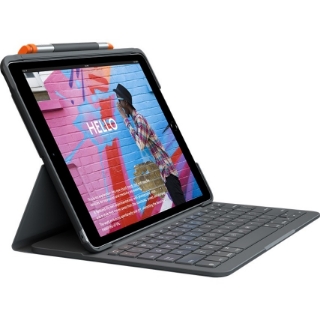 Picture of Logitech Slim Folio Keyboard/Cover Case Apple, Logitech iPad (7th Generation) Tablet - Graphite