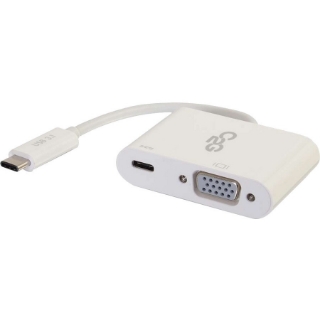 Picture of C2G USB C to VGA Video Adapter w/ Power Delivery - USB Type C to VGA White