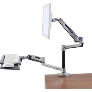 Picture of Ergotron WorkFit-LX Desk Mount for Flat Panel Display, Keyboard, Mouse - Polished Aluminum