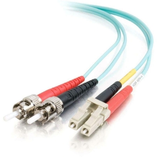 Picture of C2G 3m LC-ST 10Gb 50/125 Duplex Multimode OM3 Fiber Cable - Aqua - 10ft