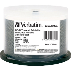 Picture of BD-R 25GB 16X DataLifePlus White Thermal Printable, Hub Printable - 50pk Spindle