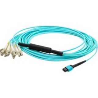 Picture of AddOn 4m MPO (Female) to 8xLC (Male) 8-Strand Aqua OM4 Fiber Fanout Cable