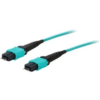 Picture of AddOn 1m MPO (Male) to MPO (Male) 12-Strand Aqua OM4 Straight Fiber OFNR (Riser-Rated) Patch Cable