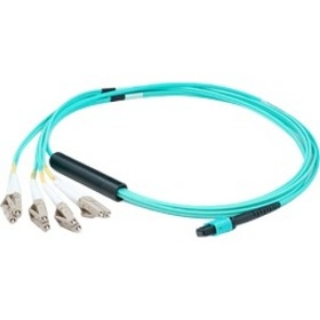 Picture of AddOn 3m MPO (Female) to 8xLC (Male) 8-Strand Aqua OM4 Fiber Fanout Cable