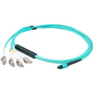 Picture of AddOn 5m MPO (Female) to 8xLC (Male) 8-Strand Aqua OM4 Fiber Fanout Cable