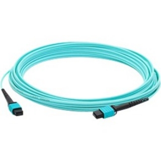 Picture of AddOn 4m MPO (Female) to MPO (Female) 12-Strand Aqua OM3 Crossover Fiber OFNR (Riser-Rated) Patch Cable