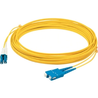 Picture of AddOn 99m LC (Male) to SC (Male) Straight Yellow OS2 Duplex Fiber OFNR (Riser-Rated) Patch Cable