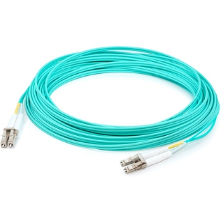 Picture of AddOn 90m LC (Male) to LC (Male) Straight Aqua OM4 Duplex Plenum Fiber Patch Cable