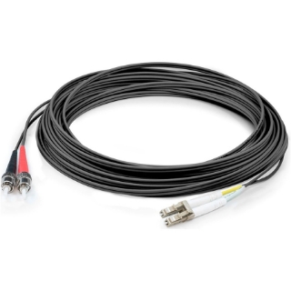 Picture of AddOn 2m LC (Male) to ST (Male) Black OM3 Duplex Plenum-Rated Fiber Patch Cable