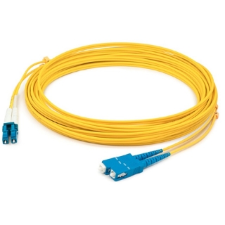 Picture of AddOn 75m LC (Male) to SC (Male) Straight Yellow OS2 Duplex OFNR (Riser-Rated) Fiber Patch Cable