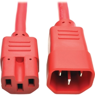 Picture of Tripp Lite 3ft Heavy Duty Power Extension Cord 15A 14 AWG C14 C15 Red 3'