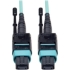 Picture of Tripp Lite 1M MTP / MPO Fiber Optic Patch Cable w/ Push Pull Tabs 12 Fiber 40Gbe OM3 Plenum Aqua 3' 3ft 1 Meter