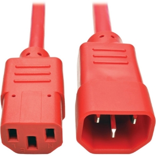 Picture of Tripp Lite 2ft Heavy Duty Power Extension Cord 15A 14 AWG C14 to C13 Red 2'