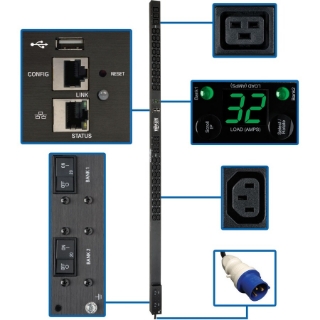 Picture of Tripp Lite PDU Monitored 230V 32A 36 C13 6 C19 IEC 309 LX Interface 0URM