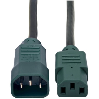 Picture of Tripp Lite 4ft Computer Power Cord Extension Cable C14 to C13 Green 10A 18AWG 4'