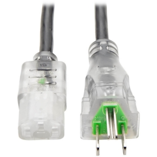 Picture of Tripp Lite 6ft Computer Power Cord Hospital Medical Cable 5-15P to C13 Clear 13A 16AWG 6'