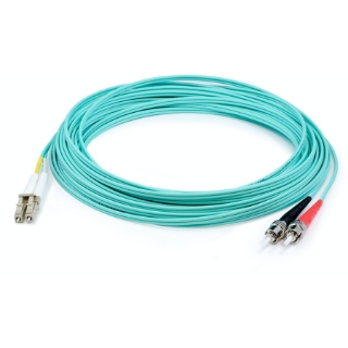 Picture of AddOn 50cm LC (Male) to ST (Male) Straight Aqua OM4 Duplex Plenum Fiber Patch Cable