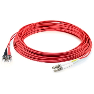 Picture of AddOn 5m LC (Male) to ST (Male) Red OM4 Duplex Fiber OFNR (Riser-Rated) Patch Cable