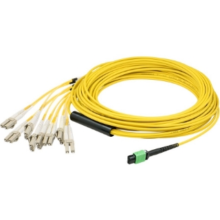 Picture of AddOn 3m MPO (Female) to 8xLC (Male) 8-Strand Yellow OS2 LSZH-Rated Fiber Fanout Cable